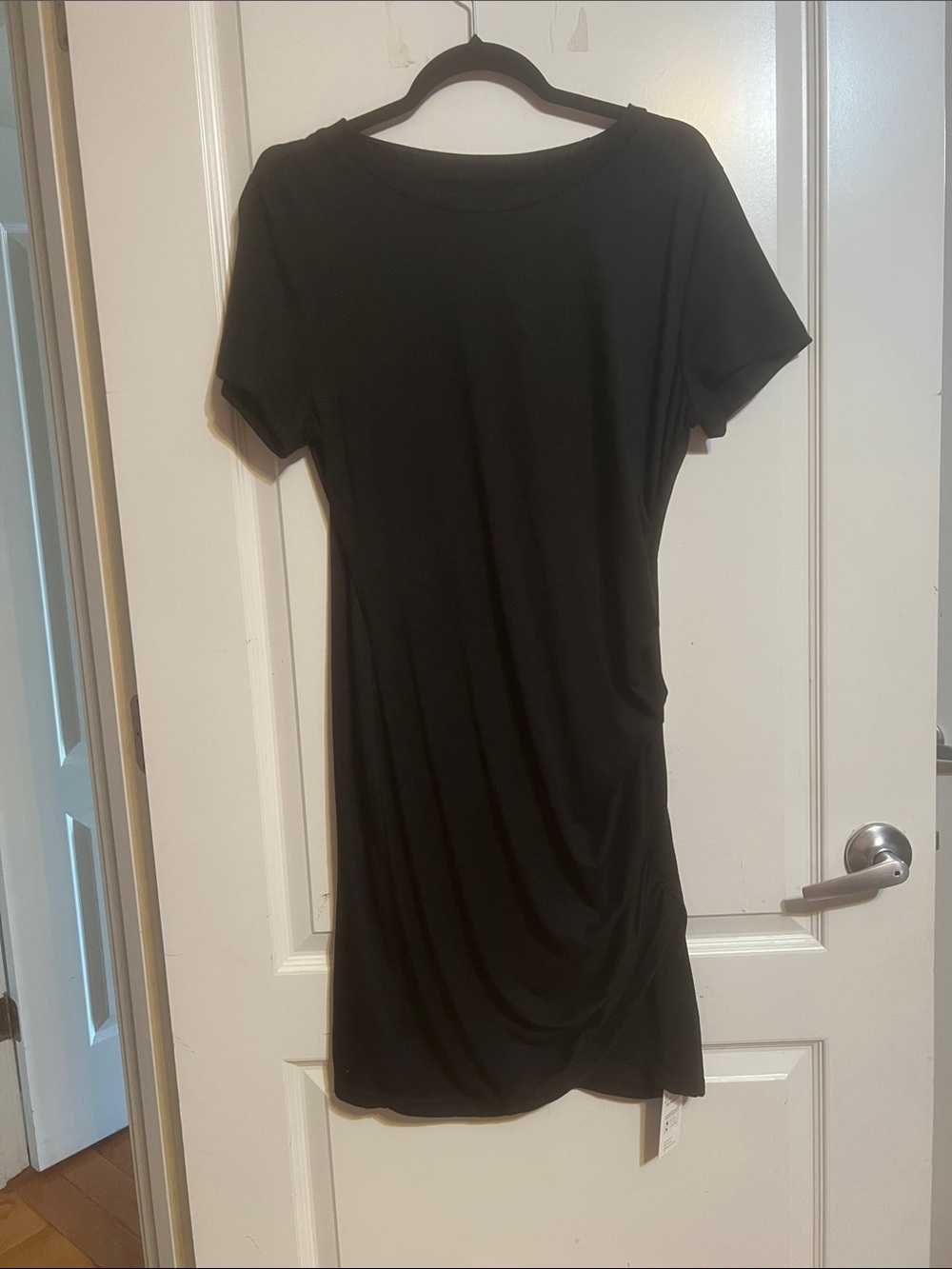 Cupshe Black Short-Sleeve Midi Dress with Side Ruching